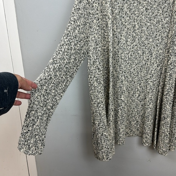 J. Jill Chunky Knit Cream Black Speckled Open Cardigan Sweater Longline Sz XL - Picture 4 of 9
